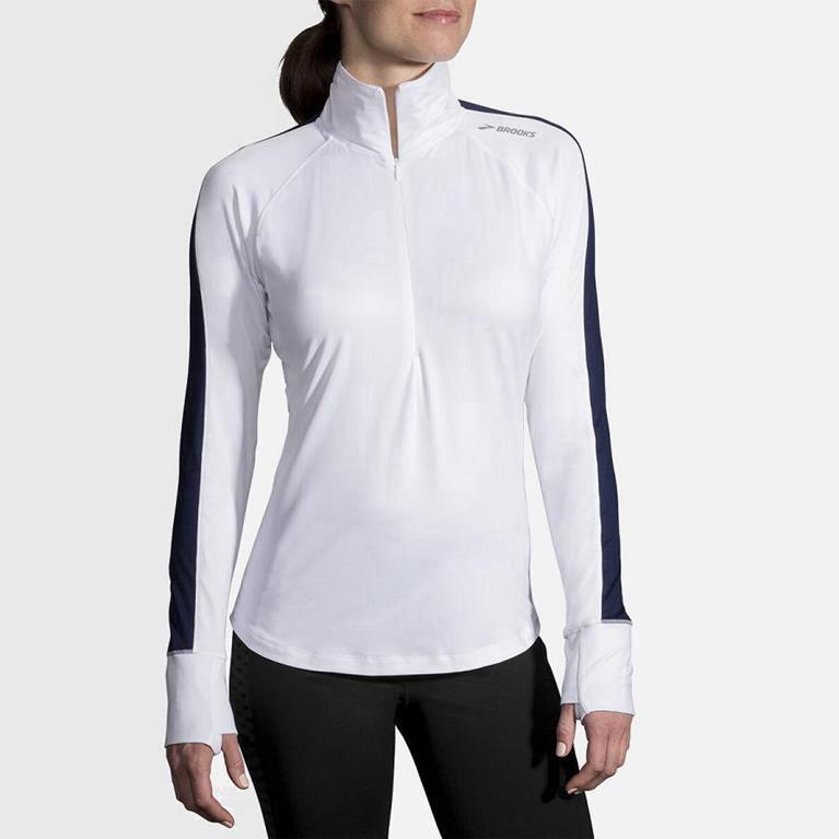 Brooks Dash Half Zip Womens Running Jackets - White - Philippines (284913TIW)